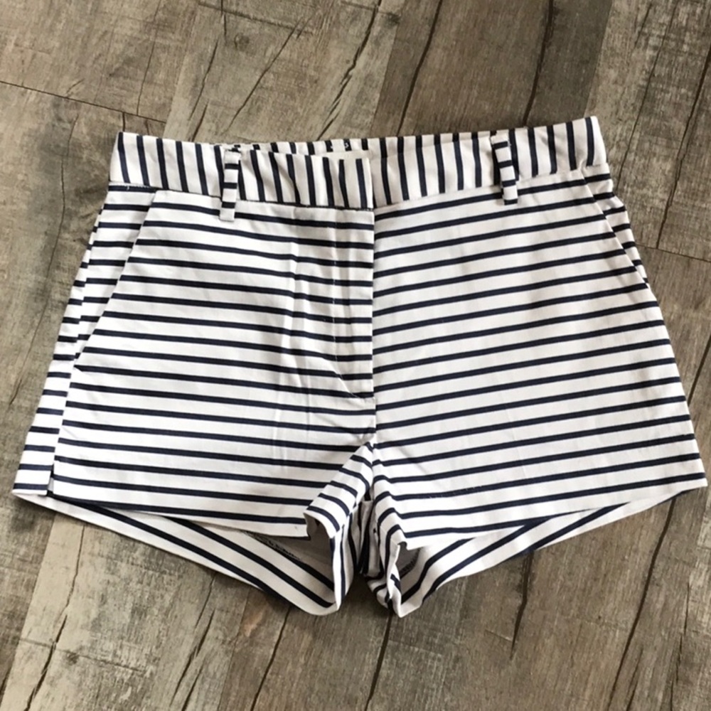 H&M White & Navy Blue Stripped Shorts